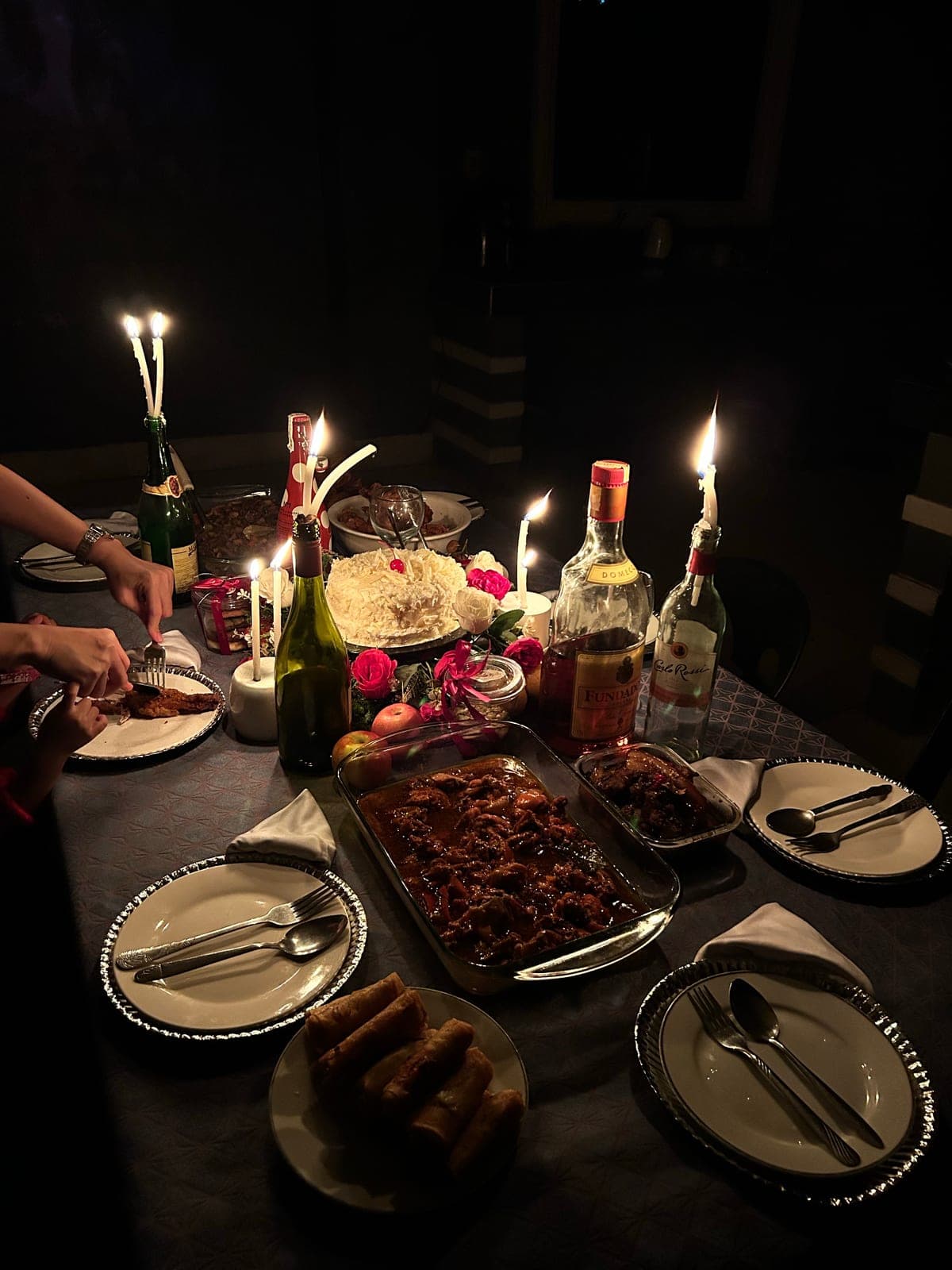 Candlelight, a table set for the evening